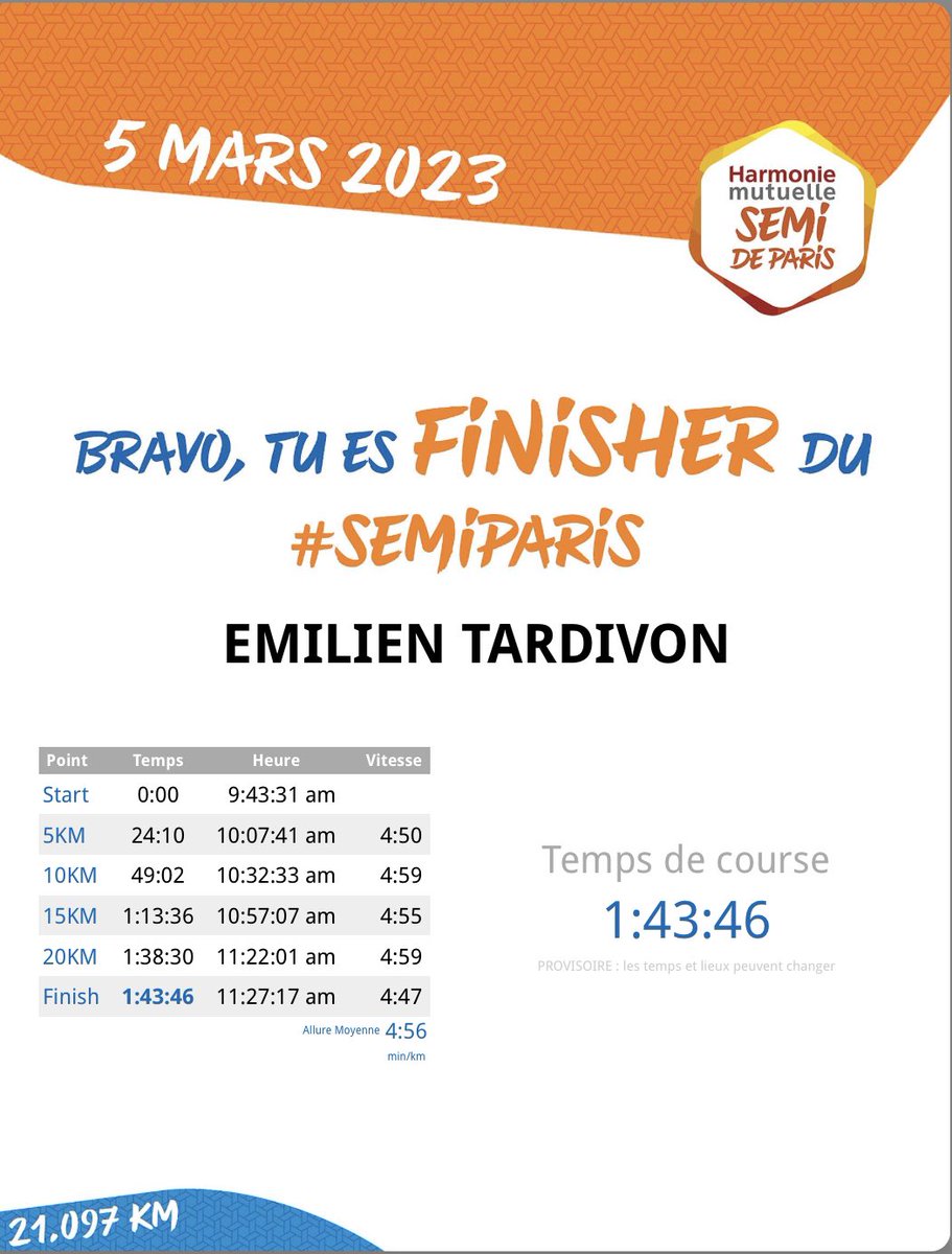 Bonne résolution 2023 : 
Reprendre le sport 🏃
Après 2mois d’entraînement je ne suis plus en surpoids !
Et j’ai réussi mon 1er semi marathon !!
