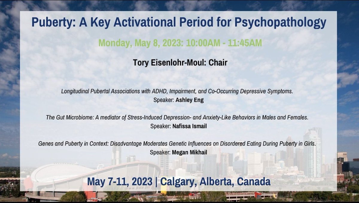Dreaming of the ⛰️? Wanting to learn more about #SABV #SGBA? Come to Calgary 🤠 🇨🇦 for <a href="/OSSDtweets/">OSSD</a> May 7-10! The program is 🤩 thanks to <a href="/DocKatiePhd/">Katie Morrison</a> our program chair!  

Here’s one symposium on pubertal factors in psychopathology (eating disorders, ADHD, MDD) 🧬🧠🔬🦠 Join us!