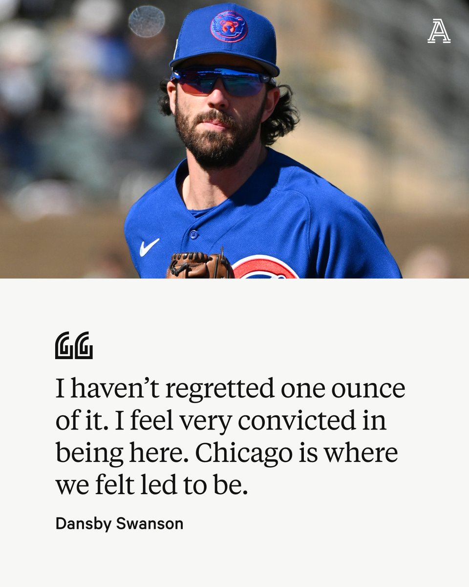 TheAthleticMLB's tweet photo. Dansby Swanson is at peace with his decision to leave Atlanta. Now, it's full steam ahead with Chicago.
@PJ_Mooney details how Swanson is taking on a leadership role with the Cubs:
https://t.co/xMYk6YrXBS https://t.co/QPalPgChPY