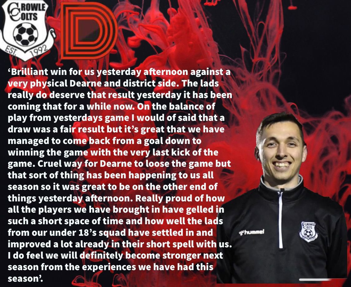 CrowleDevs's tweet image. The gaffer @03morgank has finally stopped dancing round his living room after yesterdays result and here are his post match thoughts. #UPTHEDEVS #ACAW 🔴⚫️