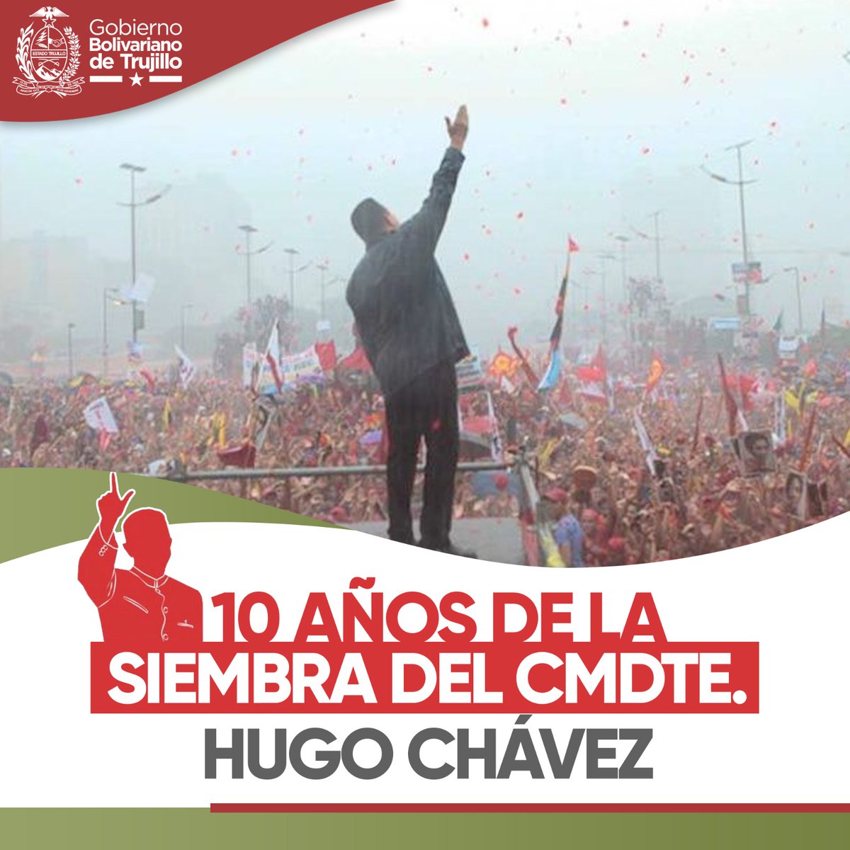 ¡Comandante Invicto! Vivirás por siempre, en la lucha diaria y en la autodeterminación de los pueblos. Vivirás por siempre, en el corazón y en la conciencia de este pueblo heroico y valiente. ¡Chávez Vive! #YoSoyChávez