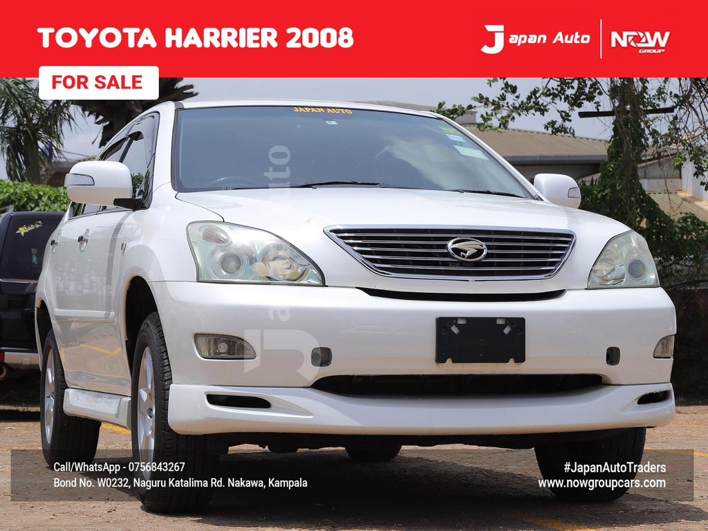 Japanautotrader's tweet image. In Stock, Toyota Harrier 2008
Call or WhatsApp us on 0756843267 or visit nowgroupcars.com #nowgroupcars #japanautotraders #kampalarides #safecars #Uganda #luxurycarsforsale #instagramcars #tiktokcars #snapchatcars #kampaladealership #toyotaharrier