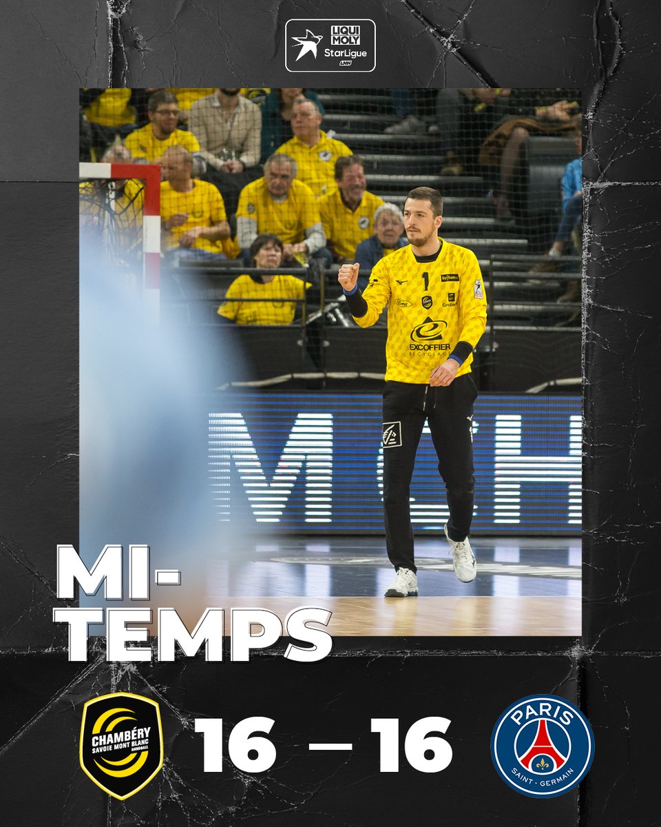 TeamChambe's tweet photo. ⏸ (16-16) Après un début de match compliqué, les 'Jaune et Noir' ont su se remettre dans le bon sens et font jeu égal avec leur adversaire du jour 🤜🤛
𝘓𝘦 𝘗𝘩𝘢𝘳𝘦 𝘦𝘴𝘵 𝘪𝘯𝘤𝘢𝘯𝘥𝘦𝘴𝘤𝘦𝘯𝘵, il reste une mi-temps pour aller chercher la victoire 🟡⚫
#CHYPAR https://t.co/8aTINpwUYu