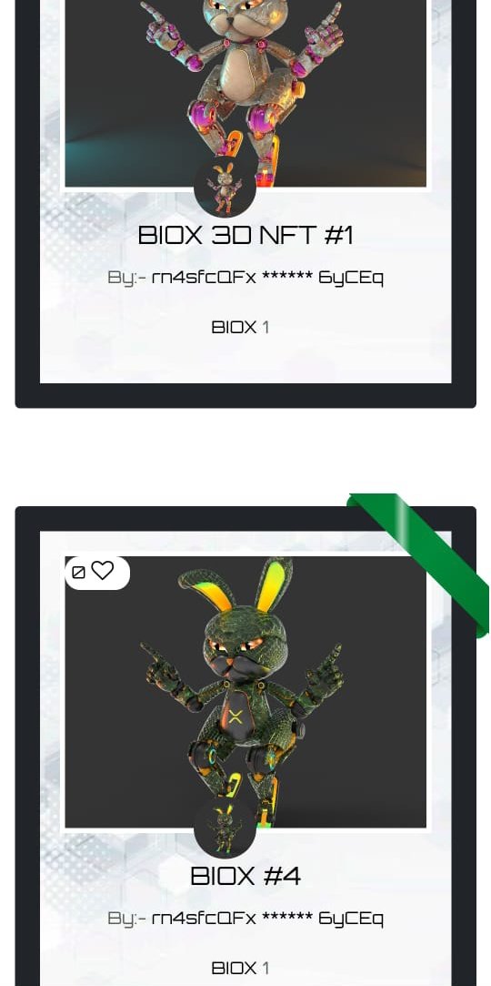 🤩🤩WOW check this out🥳!!CLAIM 1 NFT WITH 1 BIOX TOKEN!!choose your favorite BIOX character!!
@RaDical_X_NFT
1 TOKEN 1 NFT check this👇
#XRP #XRPL #XRPLCommunity
SOLOGENIC ✅
sologenic.org/trade?market=X…
TRUSLINE BIOX ✅
xrpl.services/?issuer=rELctA…