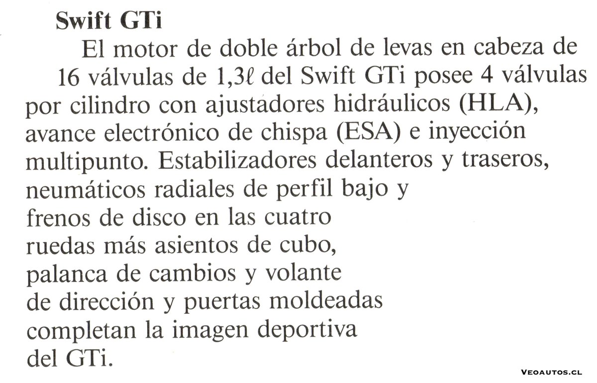 VeoAutos's tweet photo. #Veoautosdeldía Suzuki Swift GTi. 446 Unidades vendidas en Chile. Motor 1.3L 16V de 100 CV. 0 a 100 Km/h: 8 segundos. Velocidad máxima: 200 km/h. 

+ Info ➤https://t.co/dgGAuAlHGJ

#suzukiswift #swiftgti @SuzukiChile_ @addict_car @RiveraNotario https://t.co/FXbnoWk2d8