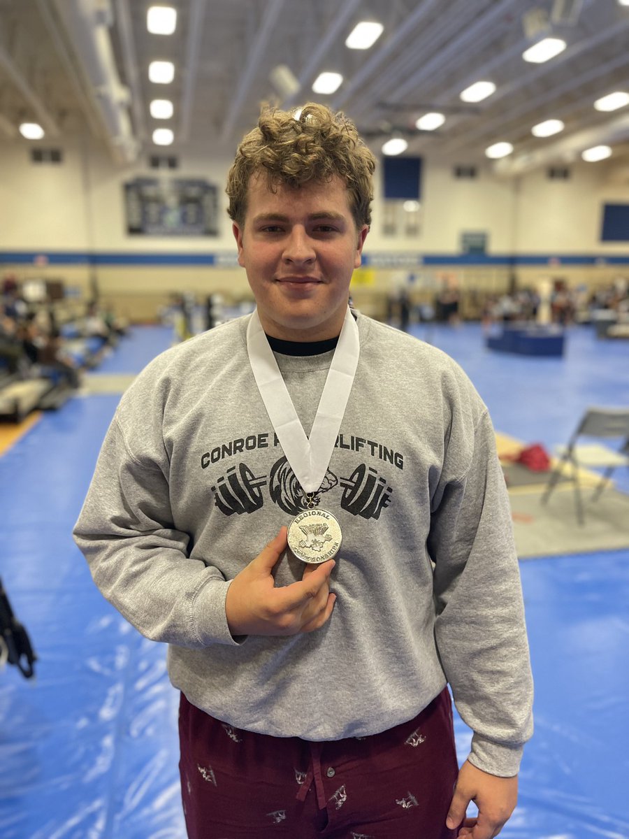 ConroePower's tweet image. Jacob Pitzer finishes 2nd in the 308lb wt. class and breaks the previous Regional total record by 50lbs! (State qualifier) #SicEmTigers