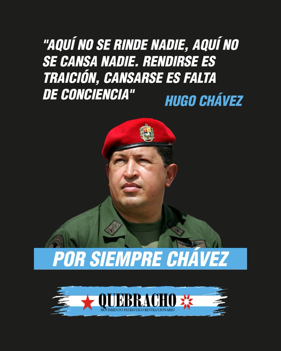 MPR_Quebracho's tweet photo. AQUÍ NO SE RINDE NADIE ¡VENCEREMOS!

Cuando Chávez apareció en la historia, reavivó la llama revolucionaria existente en los pueblos del mundo que luchan contra la opresión y el saqueo imperial. https://t.co/TELl4tdfZo