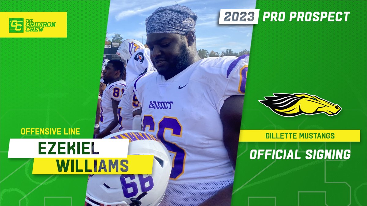 Gridiron_Crew's tweet photo. Congratulations to 2023 Pro Prospect, Ezekiel Williams @99daGOAT of @GoTigers_BC, for signing a Professional Contract with the @GilletteMustang of the CIF!
#GoCIF #ChampionsIndoorFootball #2023ProProspect #ProFootball π
π See our Interview: https://t.co/5kktqyoto9 https://t.co/VhwXMWDSKb