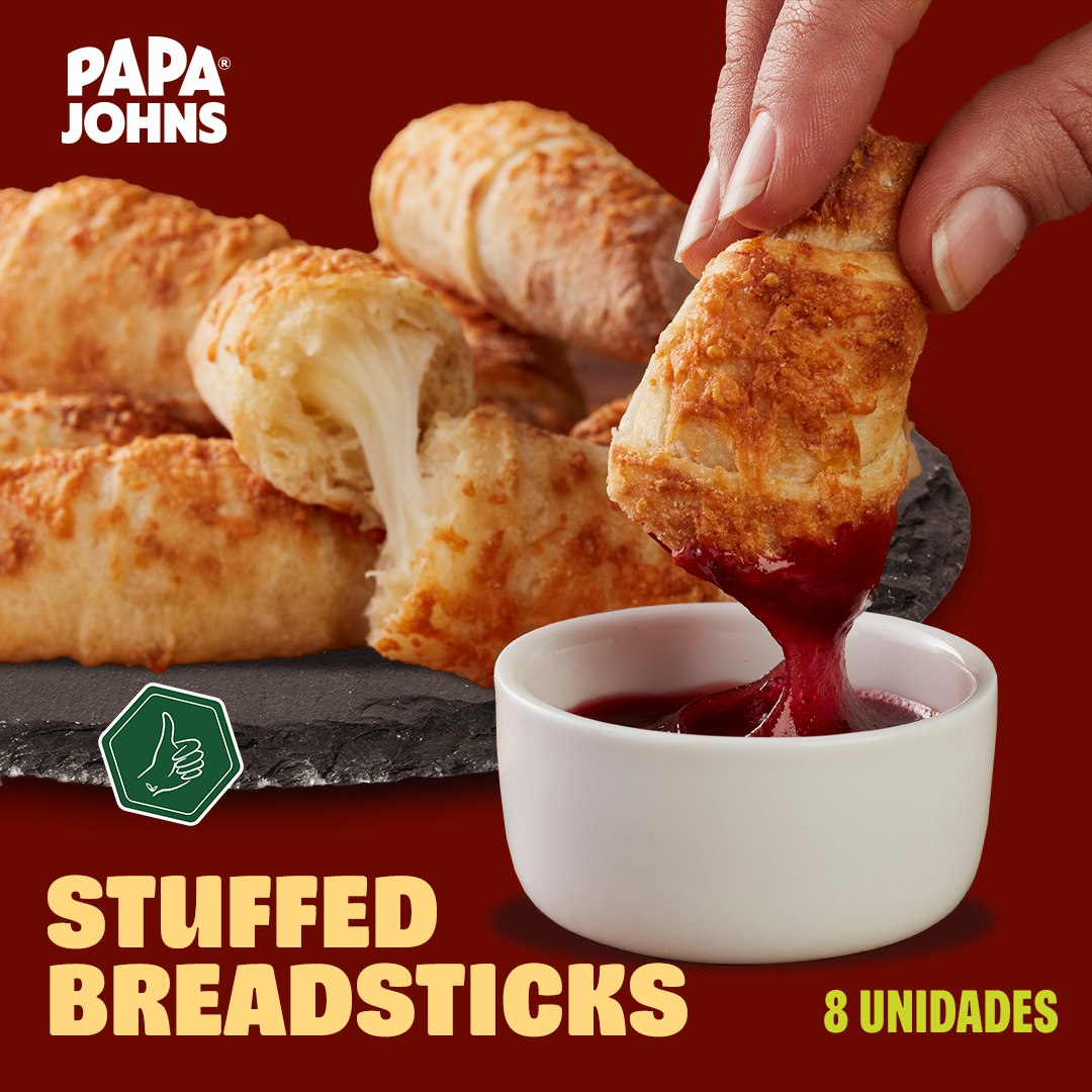 PapaJohns_sv's tweet photo. ¡El acompañante perfecto del sabor #PapaJohns! 😋
Disfruta de tus pizzas favoritas, con los inigualables #StuffedBreadsticks 🤤 acompañados de tu aderezo favorito 😉
👉🏻 Haz tu pedido:
- App: https://t.co/gcsbk0iHOn 📲
- Línea: https://t.co/XUZOAWnRma 💻
- Llama 2273-3333 ☎️ https://t.co/jguv6CuyE8