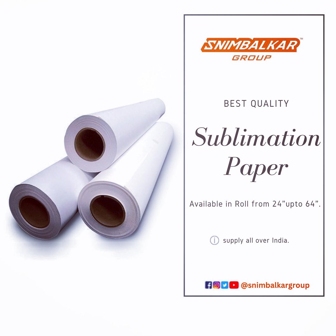 Available best quality sublimation paper
Available only roll from 24” upto 64”.

#epsonf6430 #epson6430h #sublimation #sublimationprint #sublimationtshirt #sublimationpaper #paper #pune #phaltan #snimbalkar #epson #epsonf9430h #punecity #mumbai #sportswear