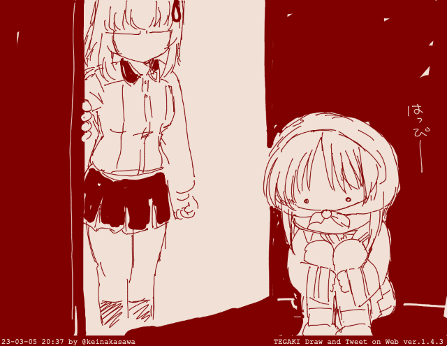 西住みほ 「サプライズしたくて逸見さん家の押し入れに潜んでたみぽりん #tegaki_dt 」|なかさわけい㌠のイラスト