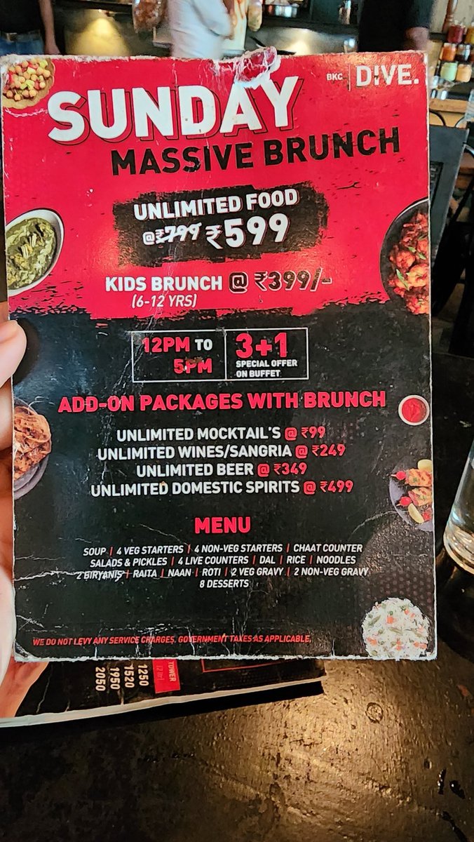 Kushagra_87's tweet photo. (1/n) We sat dwn for a Sun brunch at @BKCDive. Not a bad start until we got to the main course looking for 2 biryanis that was mentioned on their brunch flier. The apparent manager Rajesh showed up and just shunned us away saying there is no biryani. https://t.co/JTDPPXkhYh