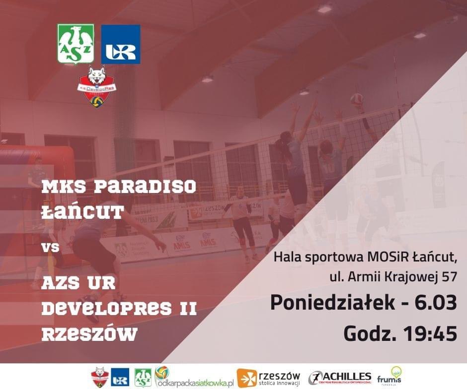 Maratonu meczowego ciąg dalszy‼️💪🏼
Już jutro zmierzymy się na wyjeździe z MKS Paradiso Łańcut, spotkanie rozpocznie się o godzinie 19.45, hala MOSIR przy ul. Armii Krajowej 57.
Zapraszamy wszystkich Kibiców. Zapewniamy, że emocji nie zabraknie ‼️🔥
#GoDevelopres #TeamDevelopres