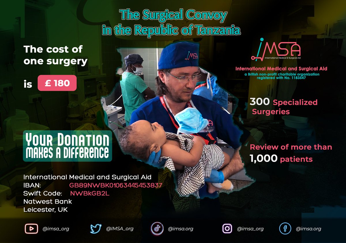 IMSA_org's tweet photo. The Surgical Convoy  in the Republic of Tanzania, which aims to perform 300 surgeries in the specialties (pediatric surgery - general surgery - plastic surgery -gynaecology) and review more than 1000 patients without any charge
https://t.co/P0sfbDl7CP https://t.co/cAozVlnOLY