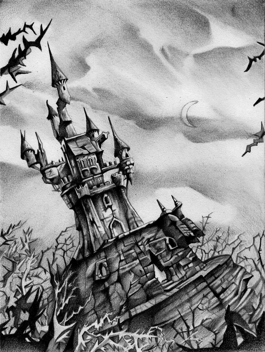 Also drew this with a view to painting it one day but never got round to it; what a castle! #dragonslair