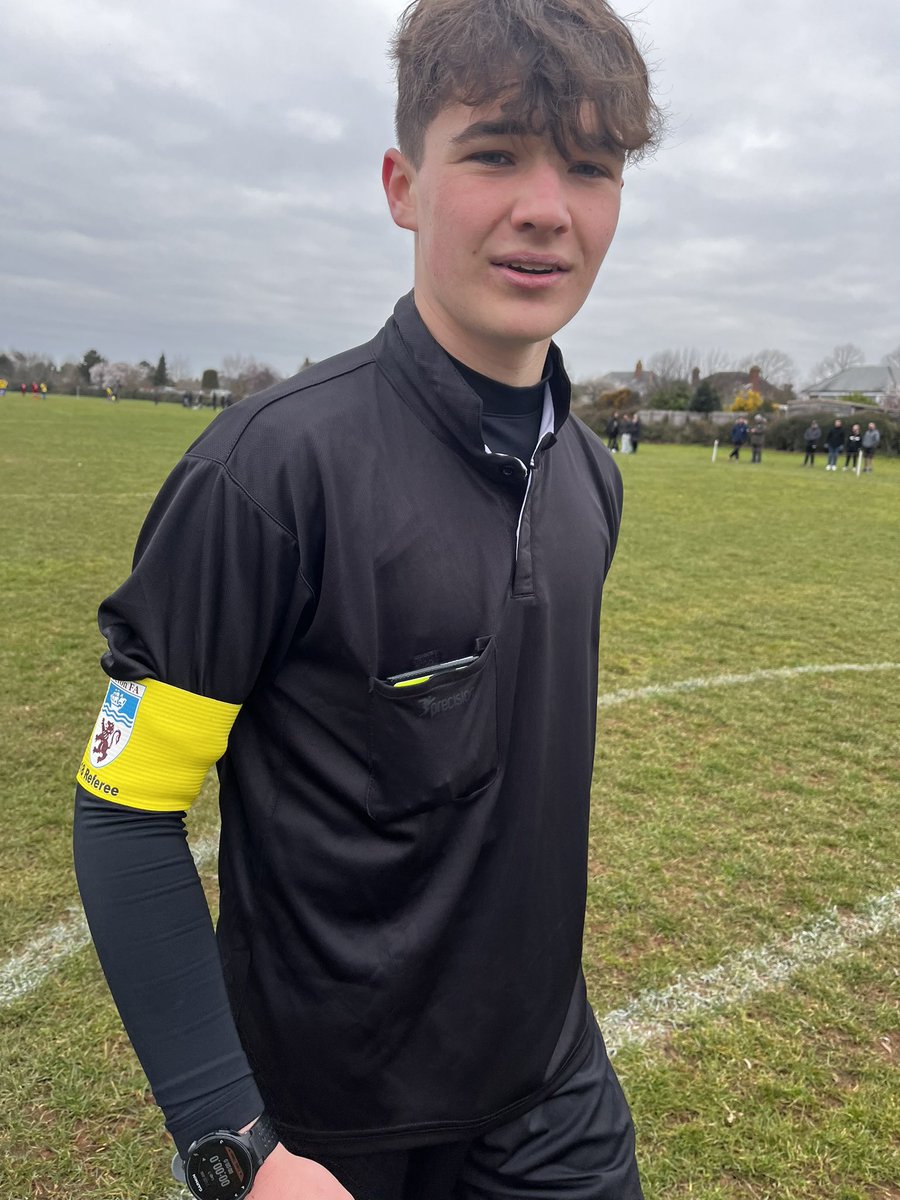 MagpiePE's tweet photo. Very proud of this young man this morning. Freddie refereed an excellent County Cup game between Central and Newton Abbot Fire Girls U14s. A fantastic game to watch as well. The standard was v high and both sets of players and supporters played in the right spirit. https://t.co/OYVa6qEYGL