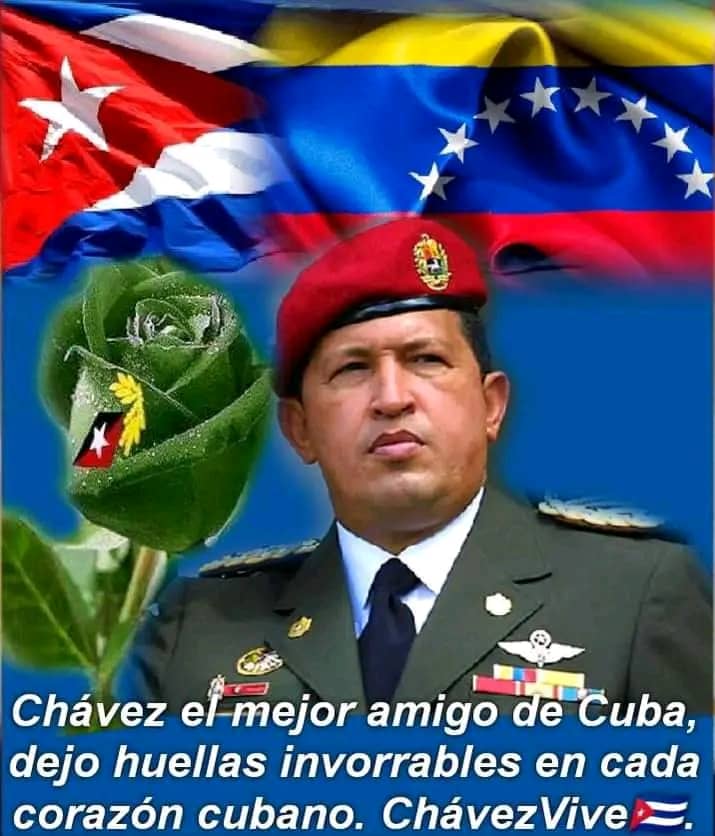 Chávez, el mejor amigo de Cuba dejó huellas imborrables en cada ❤️ cubano. #ChavezVive 
#EnergeticaCuba #MejorEsPosible 

<a href="/DiazCanelB/">Miguel Díaz-Canel Bermúdez</a> <a href="/embacubaven/">EmbaCuba_Venezuela</a> <a href="/NicolasMaduro/">Nicolás Maduro</a> <a href="/delcyrodriguezv/">Delcy Rodríguez</a> <a href="/NestorLReverol/">Néstor Reverol</a>