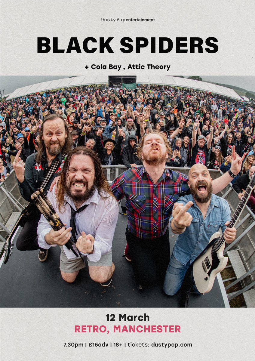 Cola Bay (@colabayband) on Twitter photo We’re supporting @black_spiders next Sunday 12th March <a href="/ManchesterRetro/">Retro Manchester</a> along with <a href="/attictheory/">Attic Theory</a> ! Tickets here:
fatsoma.com/r/61fd76e7-7a4… We’re supporting @black_spiders next Sunday 12th March <a href="/ManchesterRetro/">Retro Manchester</a> along with <a href="/attictheory/">Attic Theory</a> ! Tickets here:
fatsoma.com/r/61fd76e7-7a4…