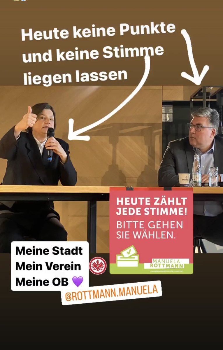 Heute keinen Punkt und keine Stimme liegenlassen💪🏽@ManuelaRottman #SGE