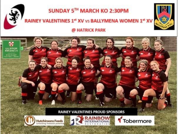 RaineyRFC's tweet photo. Good luck to our Valentines team today who take on Ballymena at Hatrick Park at 2.30pm. All support would be appreciated. #ROBRFC 🔴⚫️🏉 https://t.co/lXCiY0BtK9
