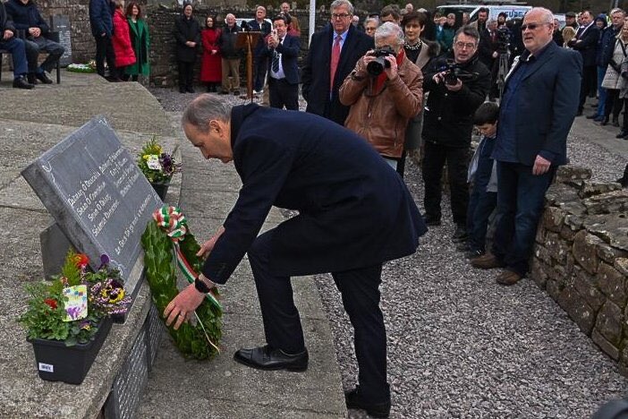 MichealMartinTD's tweet photo. The brutal massacre in Ballyseedy marked one of the lowest points in our national story.

Even after 100 years, what happened here retains the power to shock.

In coming here to remember the events of a century ago, it is with the spirit of understanding and renewal. https://t.co/Q7dVCDopi0