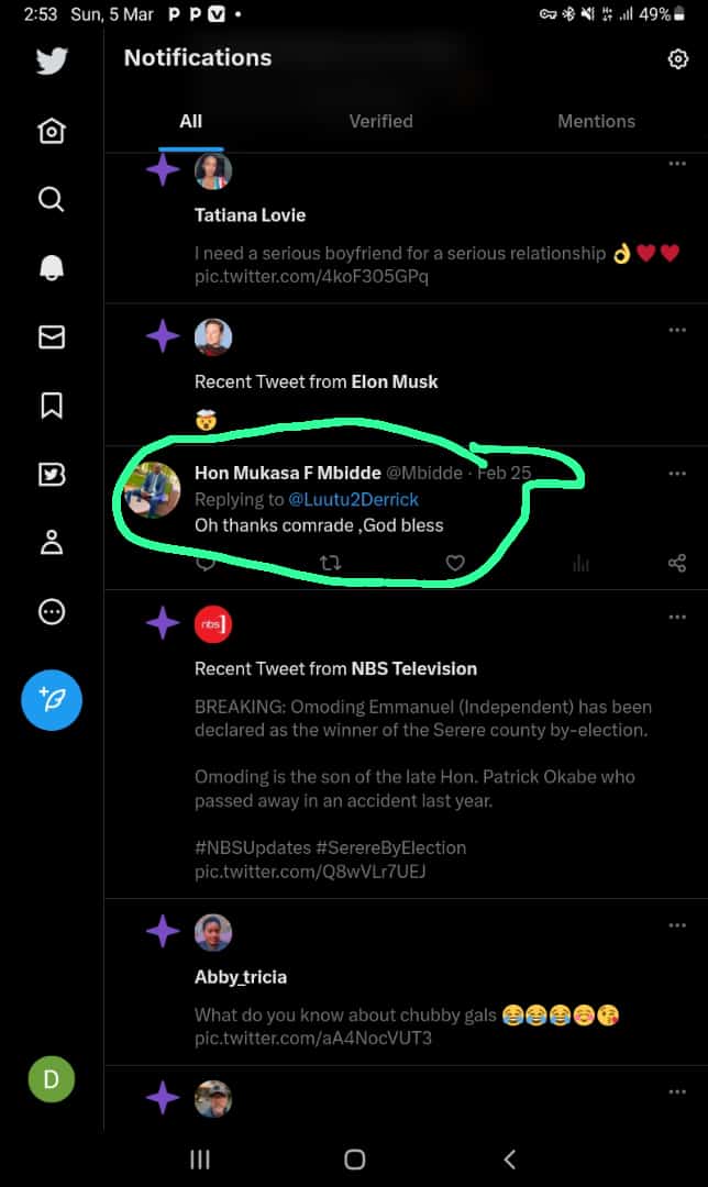 Luutu2Derrick's tweet photo. My role Model replied to my tweet, I wish I meet you. @Mbidde https://t.co/EjrgUNTFlk