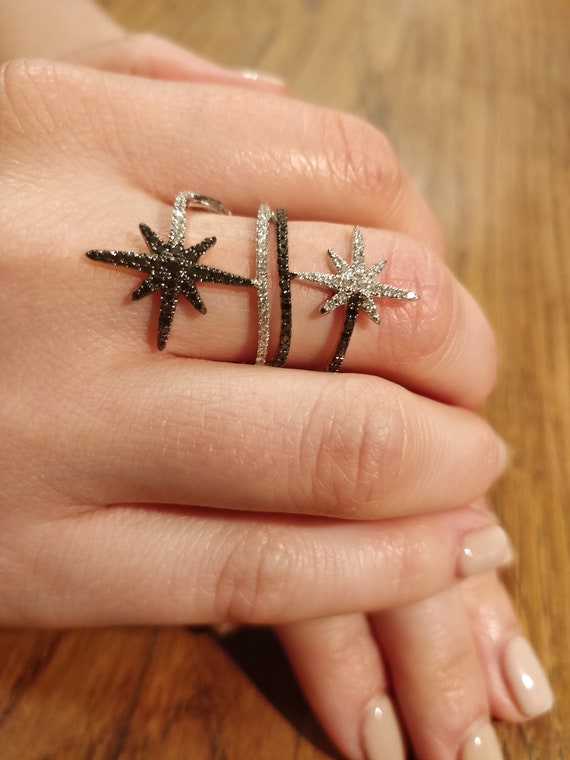 SavranskyP's tweet image. Women ring, Black and white diamond wrap ring, etsy.me/3bjTC1u #daintyring #anniversaryring #stackableband #customdiamond @etsymktgtool