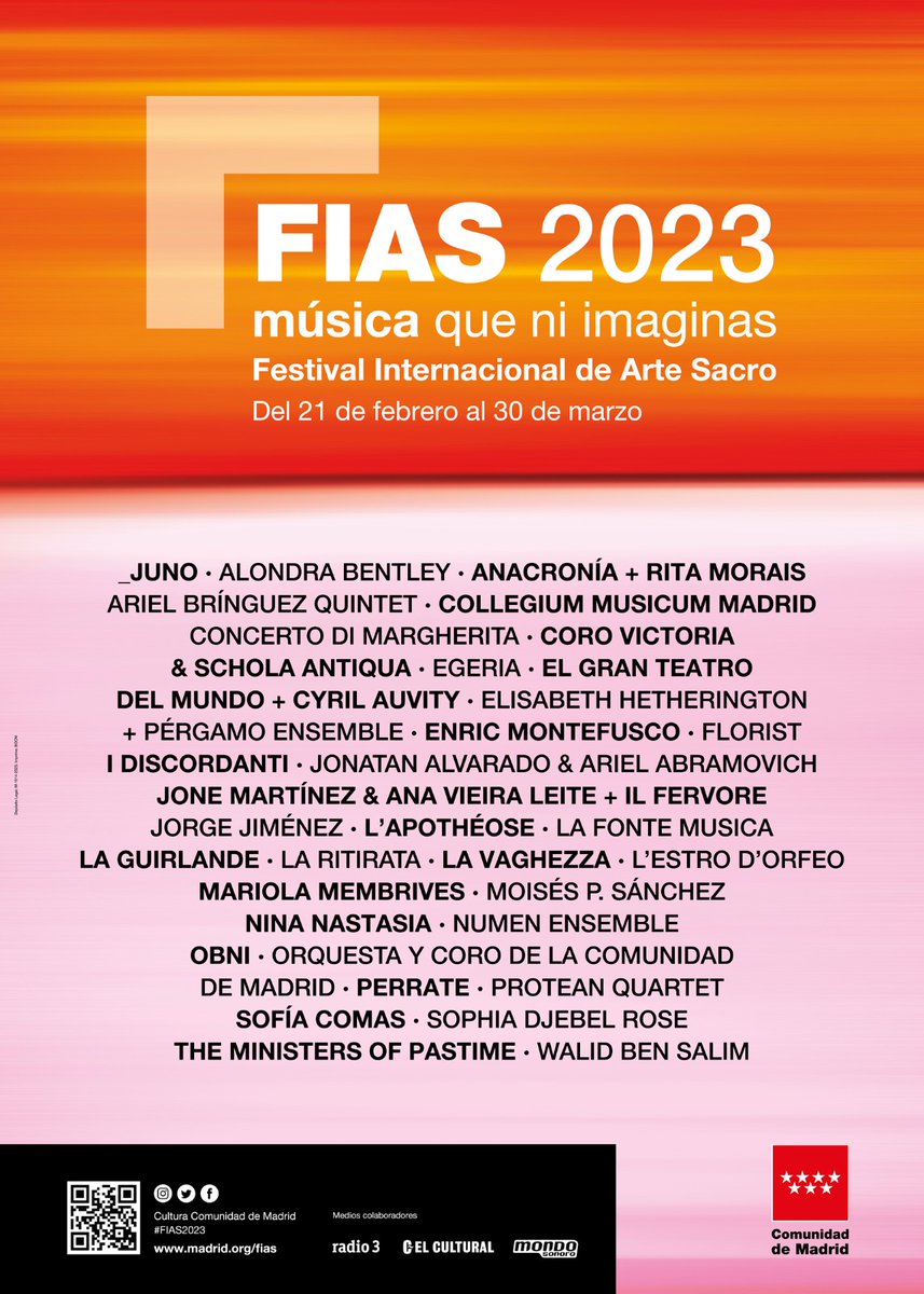 Esta tarde el #FIAS2023 <a href="/CulturaCMadrid/">Cultura▪️Comunidad de Madrid</a> recibe por primera vez al multipremiado grupo <a href="/LaVaghezza/">La Vaghezza</a> en la iglesia del Real Monasterio de la Encarnación <a href="/PatrimNacional/">Patrimonio Nacional</a>, muchas ganas de escucharlos con un atractivo programa sobre el Seicento italiano bit.ly/3mo0UKC