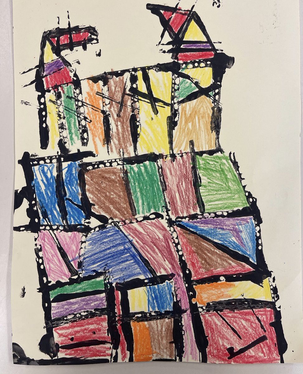 So proud of my Grade 2’s in creating Fairy Tale castles inspired by Mary Blair.  We used cardboard blocks as stamps and dipped them into black paint to create the lines, then coloured the geometric shapes using oil pastels and crayon <a href="/WilfridJuryPS/">Wilfrid Jury PS</a>