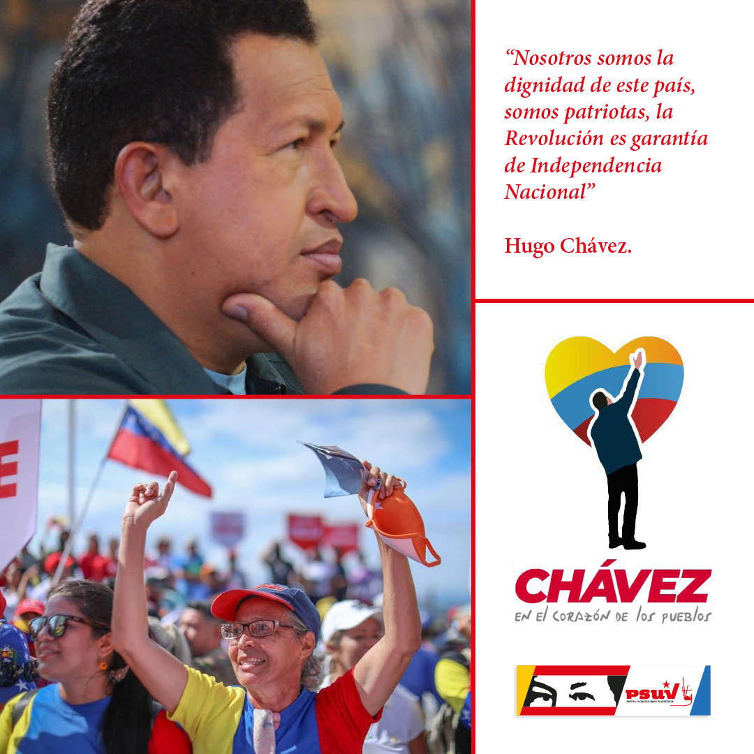 “Nosotros somos la dignidad de este país, somos patriotas, la Revolución es garantía de Independencia Nacional”, Hugo Chávez.

#ChávezAntiimperialista
