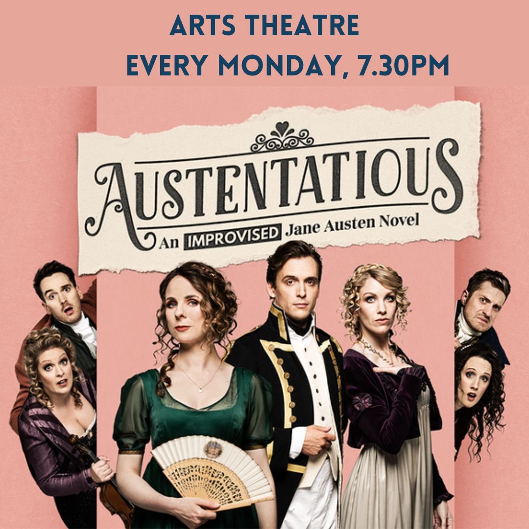 Do join us - we’re @theartstheatre every Monday evening for a hilarious new Jane Austen lost work inspired by your suggestions. 📚 Bring your bonnet, beau and book title ideas* Ticket link in bio 👒🎩🎟️🎭 #austentatious #austenwestend