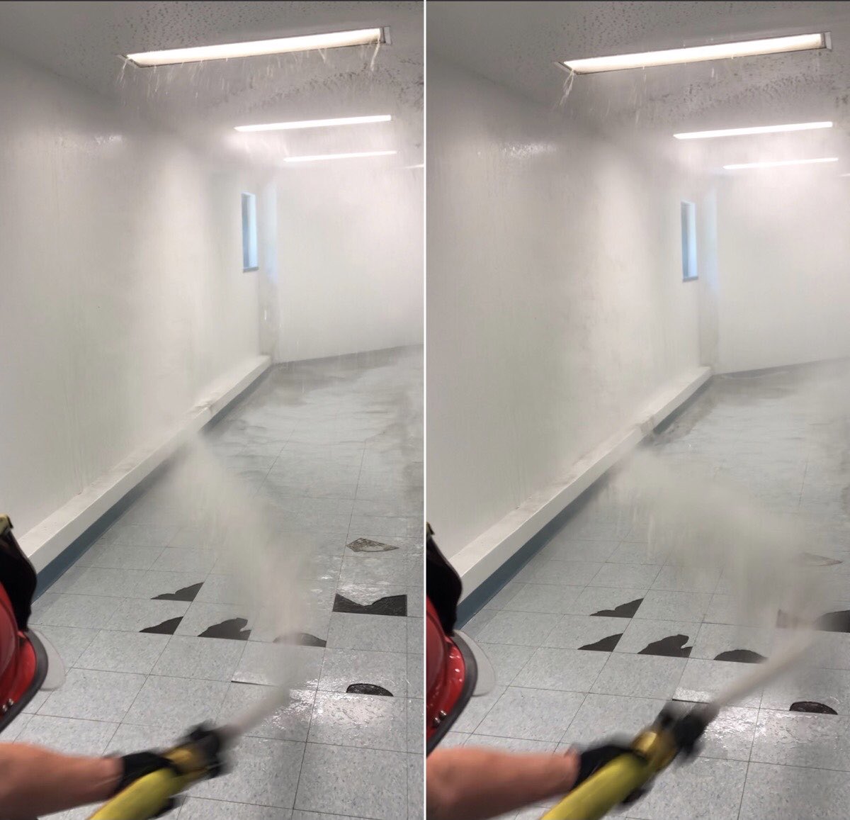 The lower portion of an O pattern picking up the floor.