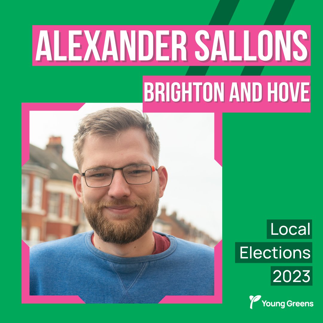 Starting in Brighton and Hove with <a href="/BHGreens/">Brighton & Hove Green Party</a>

💚 Alexander Sallons (<a href="/sallonsax/">Alexander Louis Sallons</a>) is standing in Goldsmid. He’s standing because “I want to be in the room pushing real change in the city, working to improve conditions for hospitality workers like myself.”

2/35