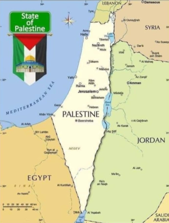 حملة عالمية لنشر خريطة #فلسطين التاريخيه من النهر الى البحر 
#فلسطين_عربيه
#فلسطين_قضية_الشرفاء