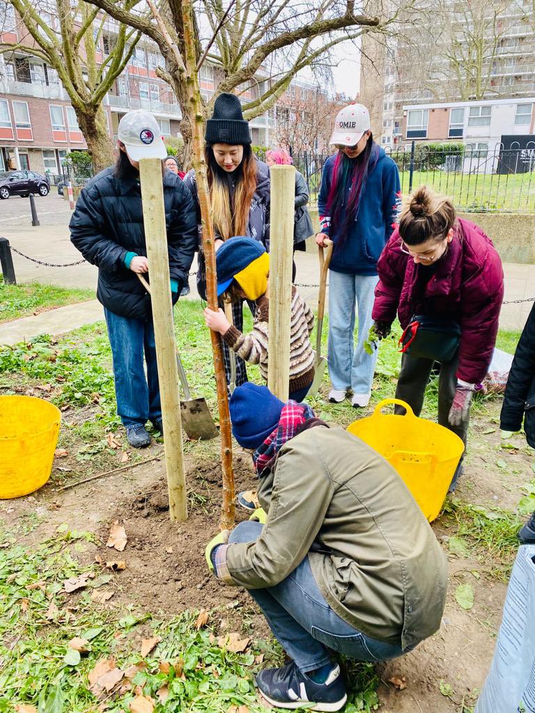 ThinkDoCamden's tweet photo. What fun tree planting at Regents Park Estate! Thanks so much to all the volunteers involved inc @lendlease & #thehillgroup. Big thanks to @ComChampsCamden for all the support & @mayorofcamden for joining us.
Big thanks to The Koko Foundation for making this possible #communitree https://t.co/yec8y7PFME