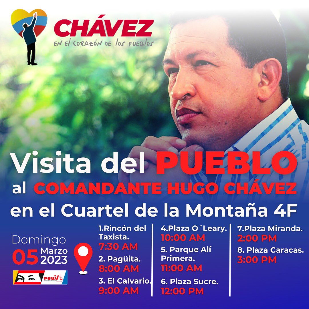 El pueblo se moviliza este domingo en #Caracas para conmemorar los 10 años de la siembra de nuestro Comandante Eterno Hugo Chávez! #YoSoyChávez #5mar @PartidoPSUV @NicolasMaduro @dcabellor @ConCiliaFlores @Somosivss @MinSaludVE