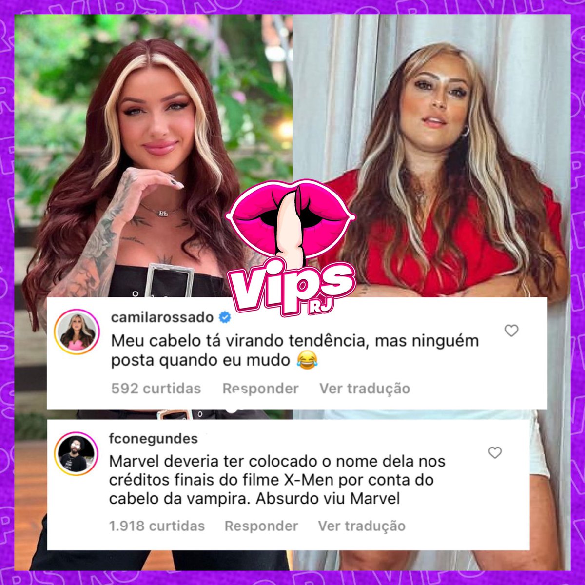 LANÇANDO TENDÊNCIA? 

Após a página <a href="/gossipdodia/">GOSSIP DO DIA</a> postar a mudança de visual da influenciadora <a href="/paixao_brenda/">Brenda Paixao</a> , Camila Rossado deixou o seguinte comentário na publicação. 

“Meu cabelo está virando tendência, mas ninguém posta quando eu mudo.”
 
Concordam?
