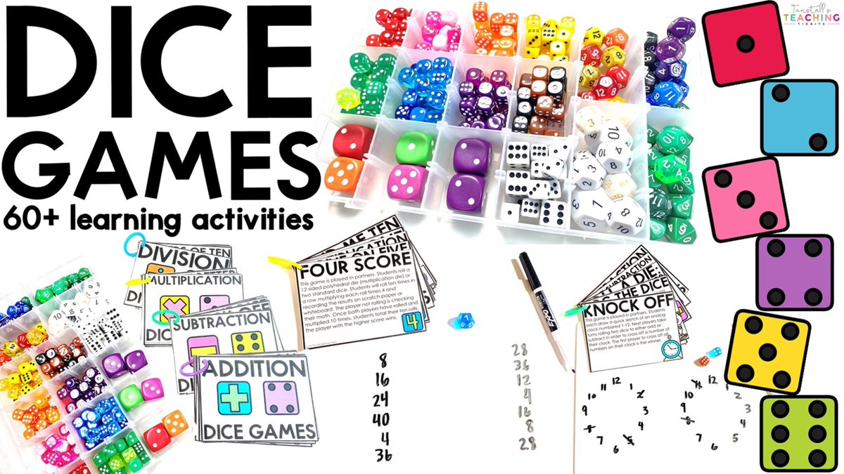 reagantunstall's tweet image. 60 Dice Games for the classroom.  Counting, addition, subtraction, multiplication, and division. bit.ly/3PeAbdG #guidedmath #mathgames #mathstations