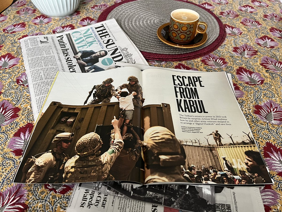 JoCantello's tweet photo. 8 page spread in today’s Sunday Times magazine. Read the full story in just a couple of weeks time. Available in hardback, tpb, audiobook and ebook on Thursday March 16th. #escapefromkabul @Levisonwood @grjbooks @hodderbooks #kabul #afghanistan #operationpitting @thetimes https://t.co/opzFW0IcLR