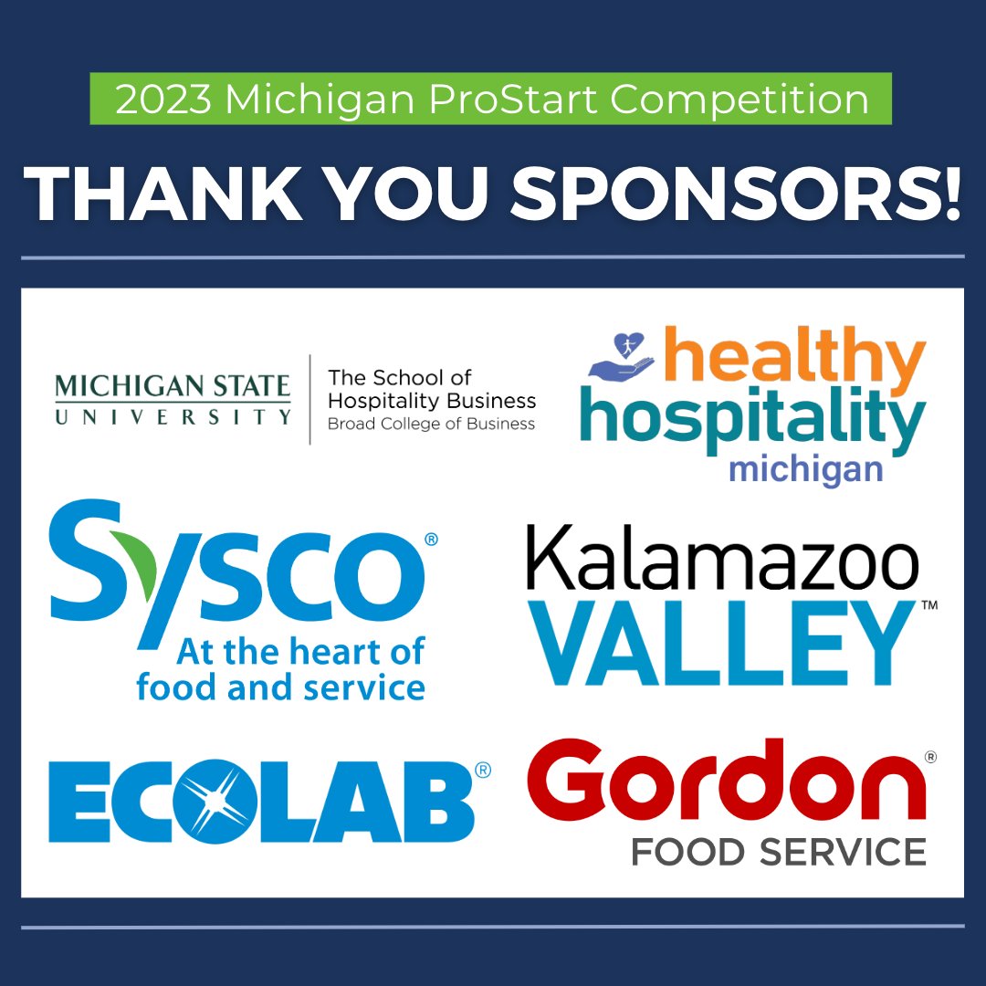 TheOfficialMHF's tweet image. The Michigan #ProStartCompetition2023 begins TODAY! We are thrilled to have ProStart students from across the state in Port Huron. Good luck to everyone participating in today&apos;s events!

Thank you to our sponsors for making this event possible! #MichiganProStart #MadeInProStart