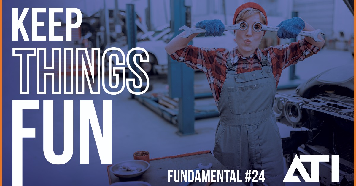 ATIautotraining's tweet image. Keep things fun. Laughter is like a lubricant that helps to grease ATI’s gears. When we stop having fun, we lose the passion, energy, and enthusiasm to help people achieve their dreams. Be light-hearted and smile. Laugh every day.

#keepthingsfun #atifundamentals #automotive