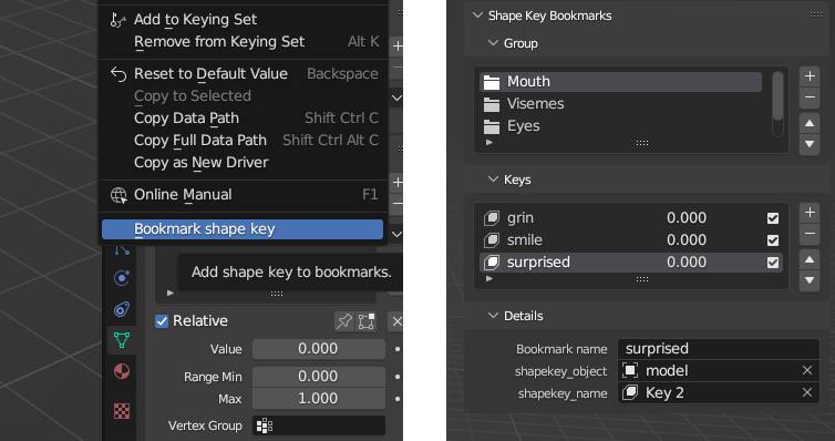 #b3d I made a little addon for blender that lets you "bookmark" shape keys and display them in pose mode, for easy access during animation. There are probably many shapekey addons out there, but this one is mine😁 
github.com/BlenderNeko/sh…