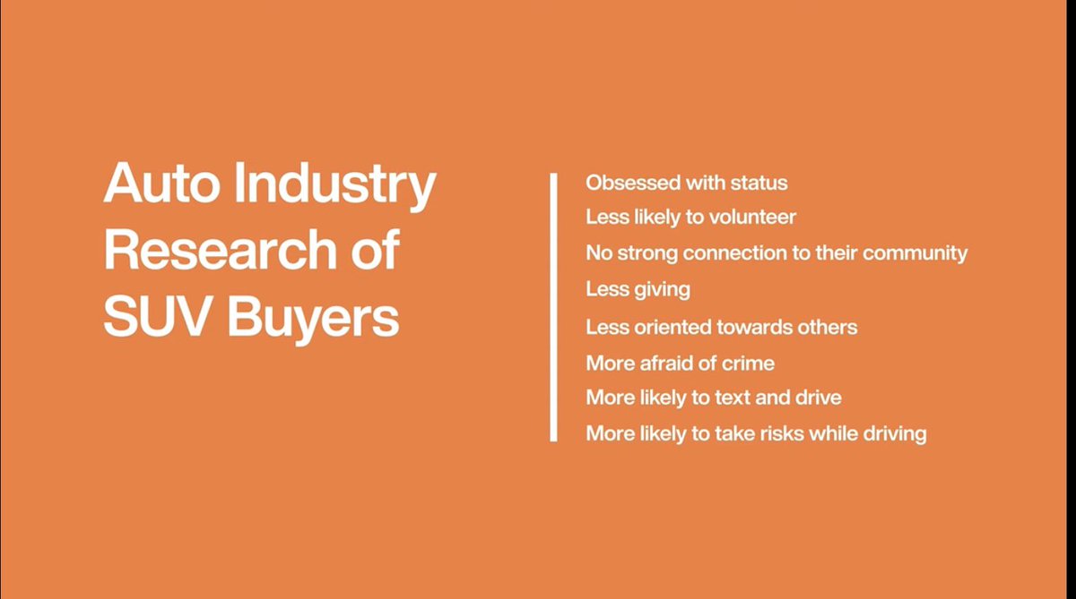 #suv drivers are @assholes finds the auto industry (too)! Can you share the research <a href="/notjustbikes/">JUST CARS 🛻🚗🚙🚳</a> that you referred to? 

youtu.be/jN7mSXMruEo