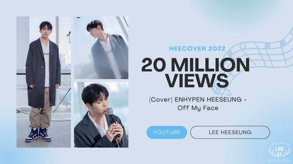 LHSGlobalTeam's tweet photo. [🎉]HEECOVER

#HEESEUNG's Off My Face cover has now surpassed 20 Million views with 987K likes on YouTube. Congratulations our dear Heeseung. 🎊

20M FOR ENHYPEN PRIDE
#Happy20MillionHeeCover
#HEESEUNG_OFFMYFACE
#엔하이픈_희승 #희승 
@ENHYPEN_members https://t.co/GSvRjPvS12