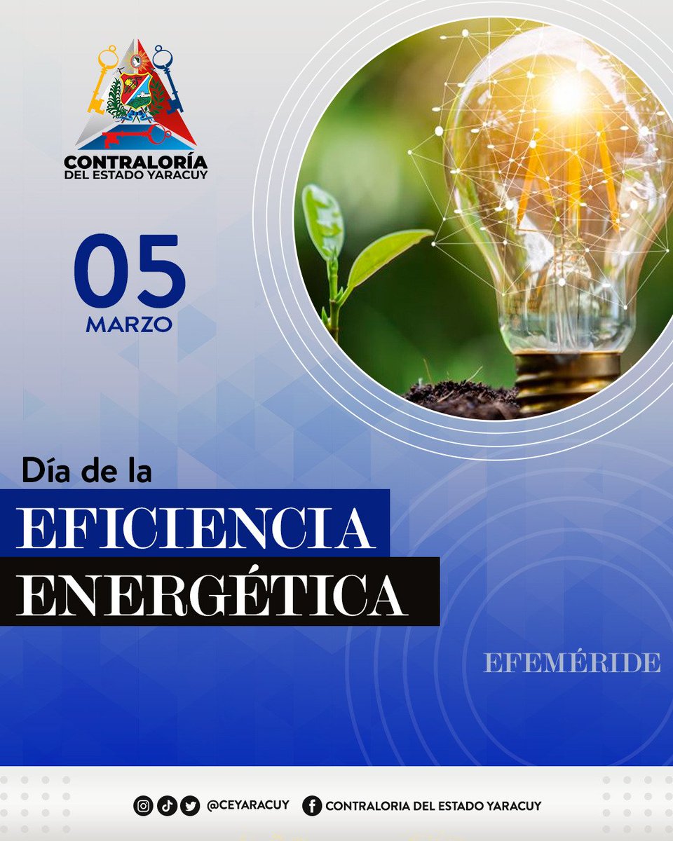 CEYaracuy's tweet photo. #Efemeride // Hoy, como cada 5 de marzo, se conmemora el Día Mundial de la Eficiencia Energética, fecha en la que se pretende concienciar a la población sobre el uso racional de energía, utilizándola de forma eficaz y promoviendo alternativas energéticas renovables. https://t.co/K6JK4fi9am