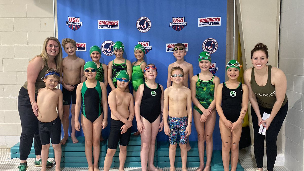 DublinSwimTeam's tweet photo. Our 8yo are warmup-ready for the Barbara Kay Champs meet! https://t.co/UBCbbtYt3a