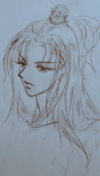 #落書きギルド #ラクガキ #イラスト 蘭陵王が描きたくて、落書き練習～