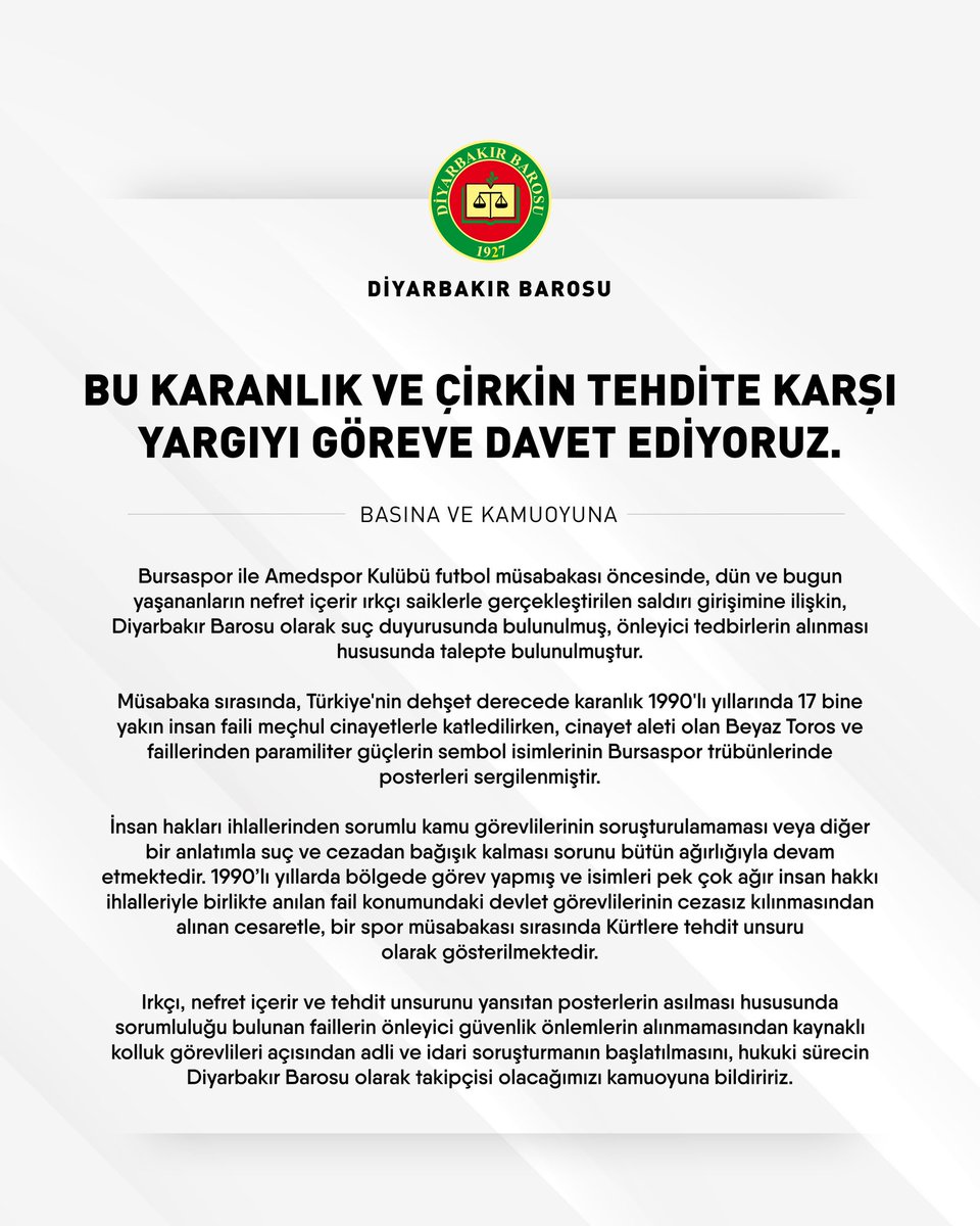 BU KARANLIK VE ÇİRKİN TEHDİTE KARŞI YARGIYI GÖREVE DAVET EDİYORUZ.