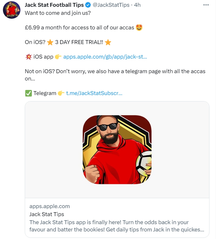 MallajuanaNFT's tweet photo. BET YOUR OWN LOSERS AND SAVE £6.99. 🤣🤣
18 bets so far in March.
15 LOSING ACCUMULATORS 💩💩💩
1 WINNING ACCUMULATOR
2 WINNING SINGLES
March P&L -11.44 pts
WHY EVEN BOTHER???
#NoJack #gamblingtwitter #lossafterloss #TerribleTipster #bettingtips #bettingsports
@JackStatTips https://t.co/34k1QYs1z9