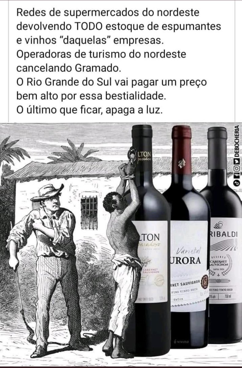 spinosa1632's tweet photo. “O consumo, cada vez mais, vai deixando de ser simplesmente uma relação comercial para se transforma num ato político. Não há como ignorar a escrotidão dessas vinícolas. Tá claro que além da exploração, os nordestinos estavam sendo açoitados com componentes de ódio”. https://t.co/j597AjvoDk
